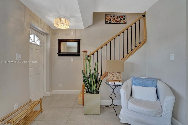 view of tiled foyer entrance