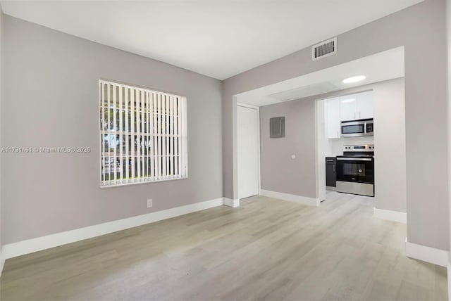 unfurnished living room with light hardwood / wood-style flooring