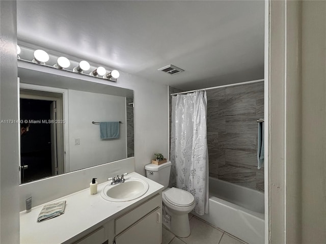 10744 N Kendall Dr Unit M11, Miami, FL 33176 - full bathroom featuring vanity, visible vents, toilet, shower / tub combo, and tile patterned floors