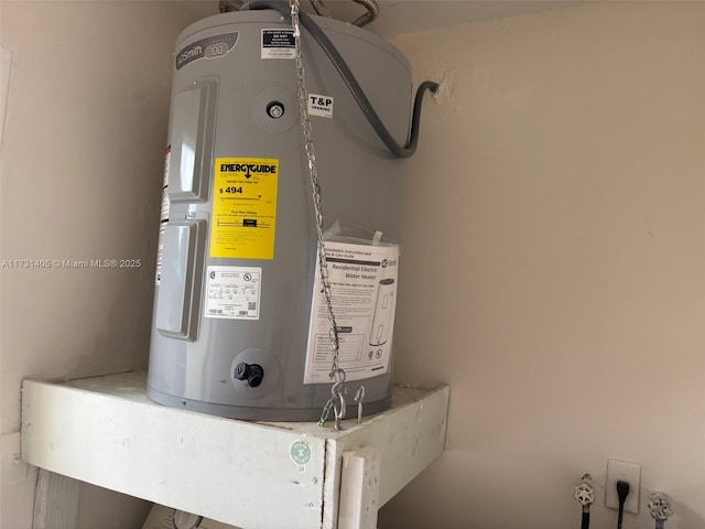 utility room featuring electric water heater