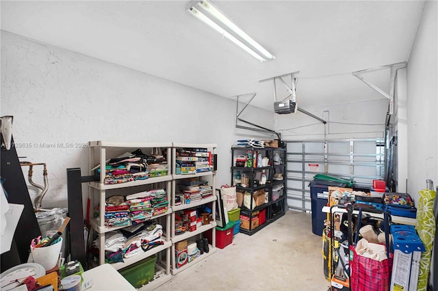 garage with a garage door opener