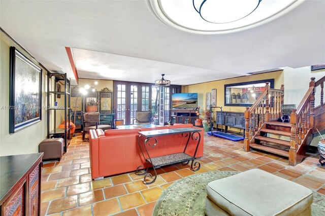 living room featuring french doors