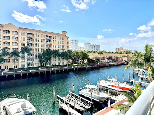 view of dock featuring a water view