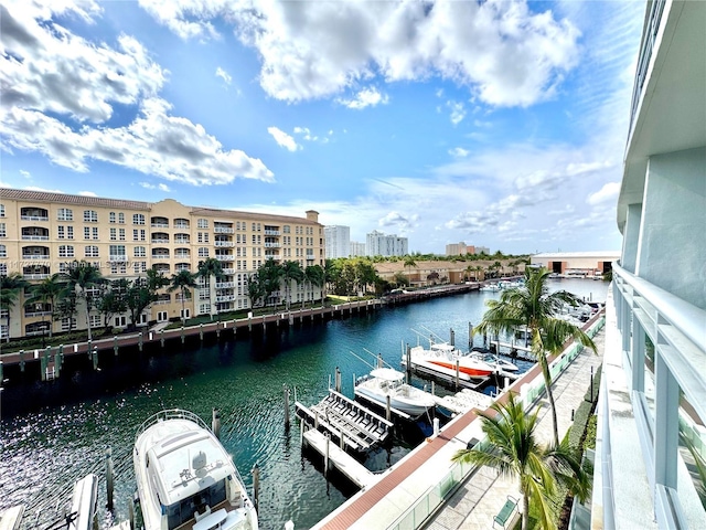 water view featuring a boat dock