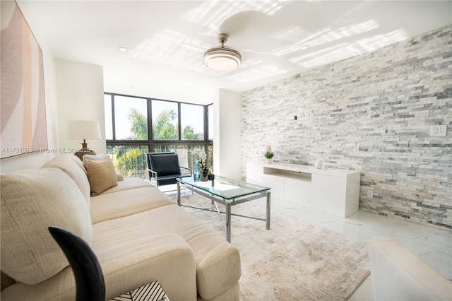 living room featuring expansive windows