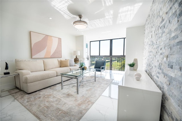 living room featuring expansive windows