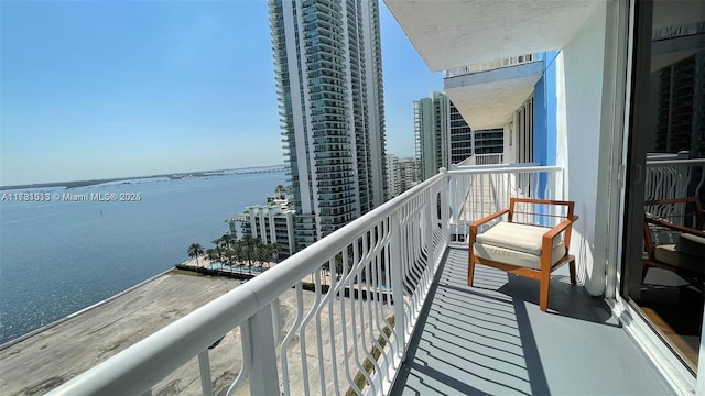 balcony with a water view