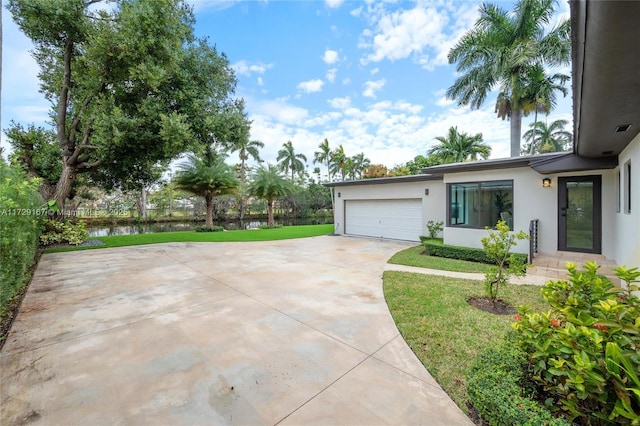 exterior space featuring a garage