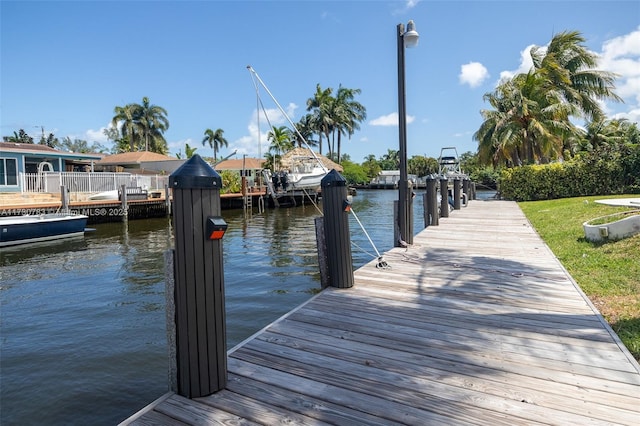 dock area featuring a water view