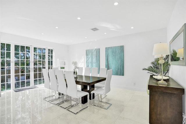 view of tiled dining space