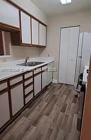 kitchen featuring dark wood-type flooring and sink