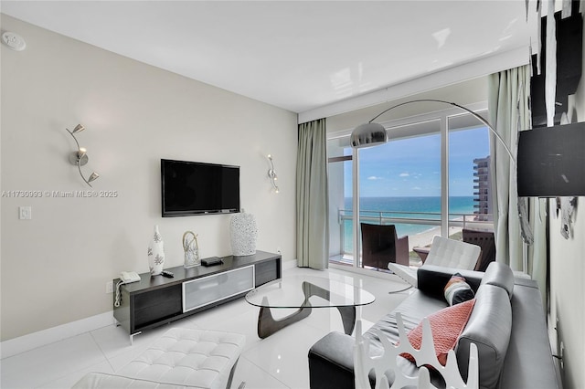 view of tiled living room