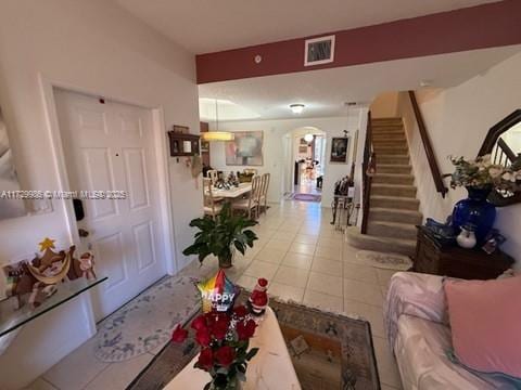 view of tiled living room