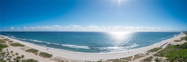 property view of water featuring a view of the beach