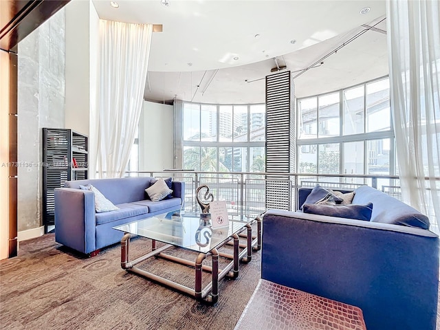 living room featuring floor to ceiling windows