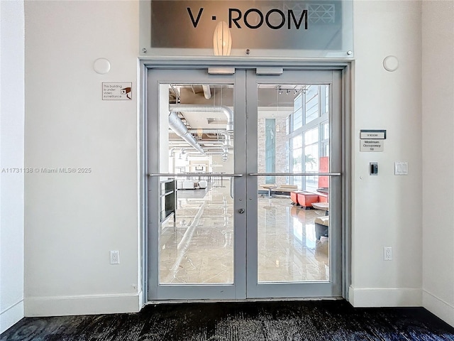 doorway with french doors