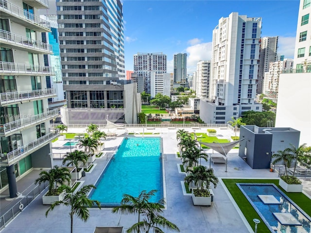 view of pool featuring a patio area