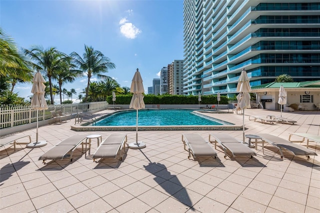 view of pool with a patio