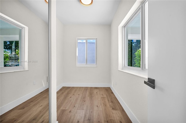 spare room featuring plenty of natural light and wood finished floors