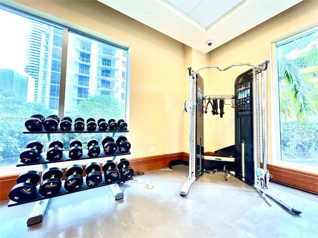 exercise room featuring plenty of natural light