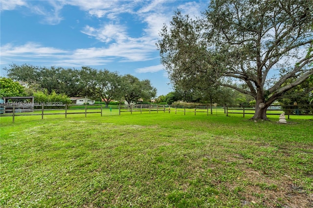 view of yard with a rural view