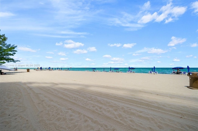 view of water feature featuring a beach view