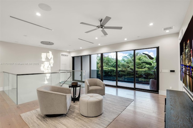 living room featuring light hardwood / wood-style floors