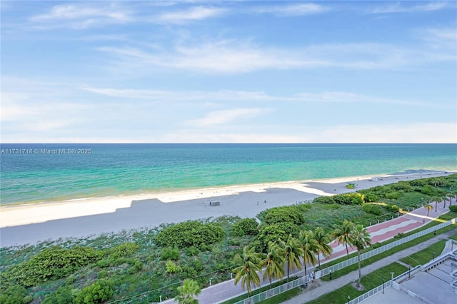 view of water feature with a view of the beach