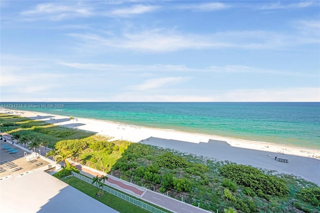 property view of water featuring a view of the beach