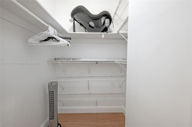 spacious closet featuring hardwood / wood-style flooring