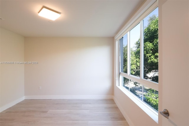 empty room featuring plenty of natural light and light hardwood / wood-style floors