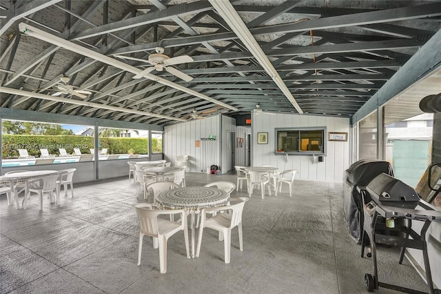 view of patio / terrace featuring ceiling fan