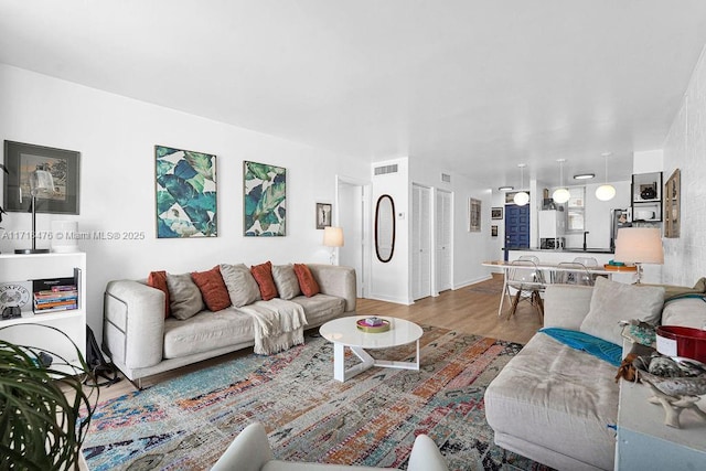 living room with wood-type flooring