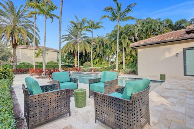 view of patio featuring an outdoor living space