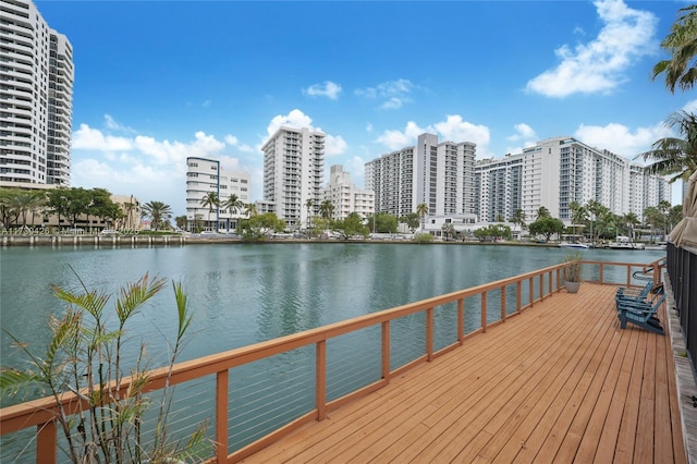 dock area featuring a water view