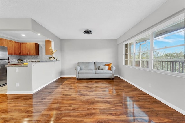 interior space with dark wood-type flooring