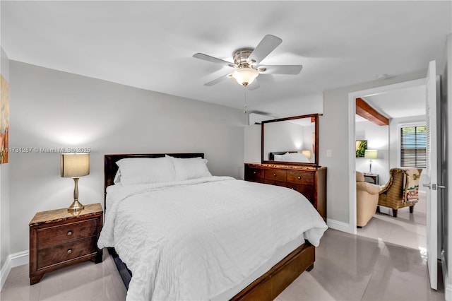 bedroom featuring ceiling fan