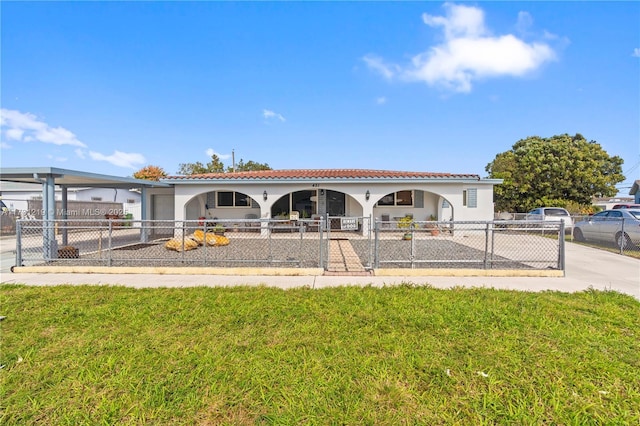 rear view of property with a yard