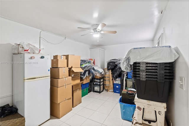 storage area with ceiling fan