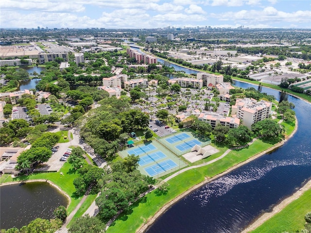 bird's eye view featuring a water view