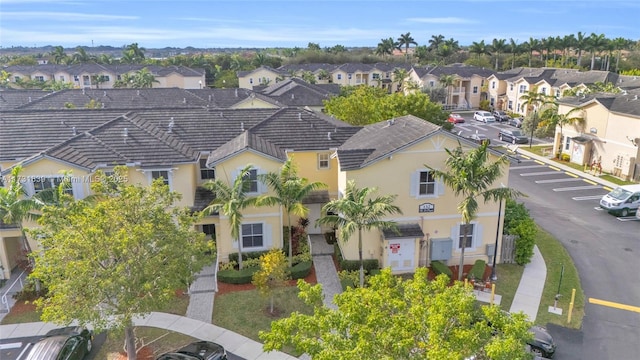 drone / aerial view with a residential view