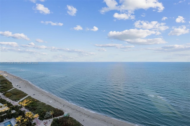 view of water feature with a view of the beach