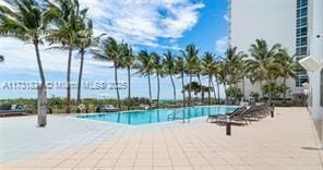 view of swimming pool with a patio