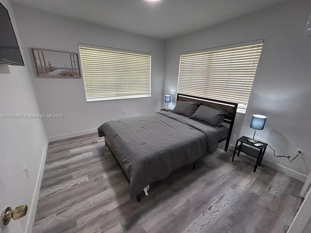 bedroom with hardwood / wood-style floors