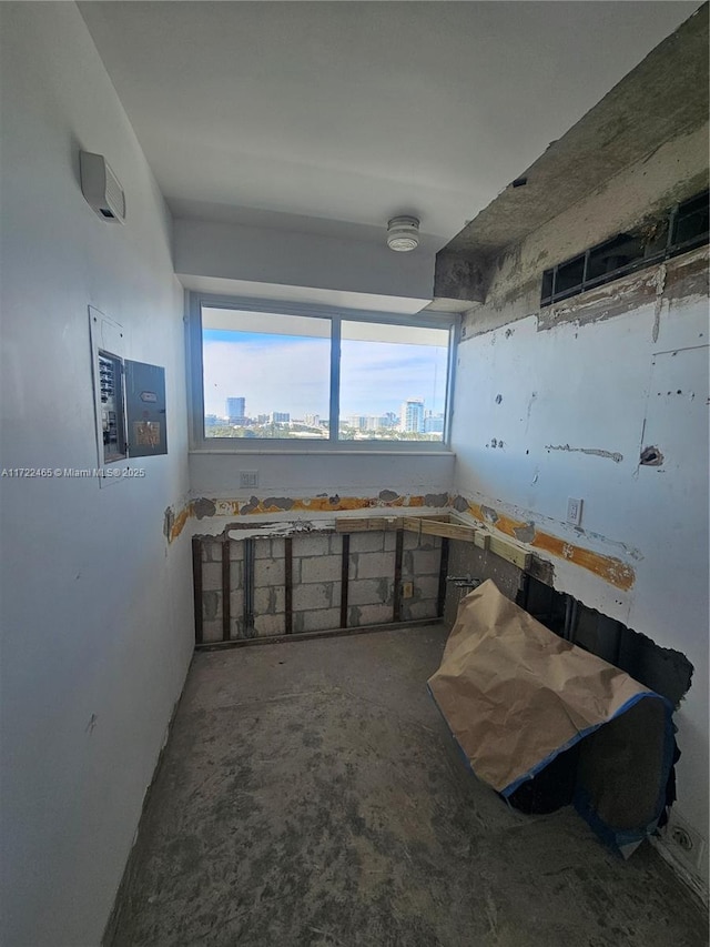 bathroom with concrete floors