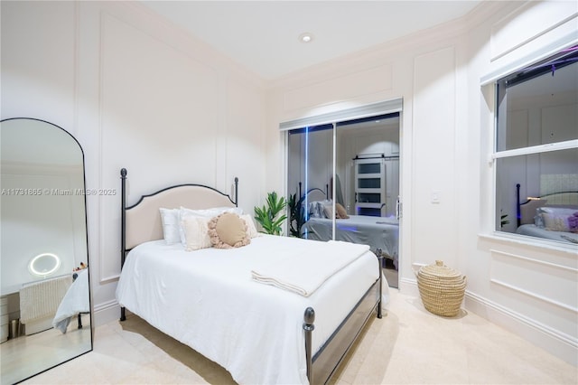 bedroom with ornamental molding