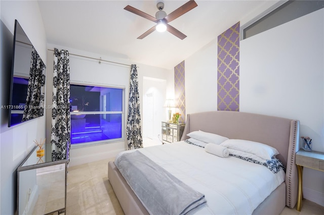 bedroom featuring ceiling fan