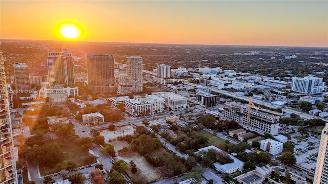 drone / aerial view with a city view