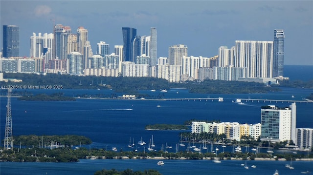 view of city with a water view