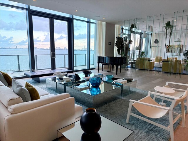 common area featuring a water view